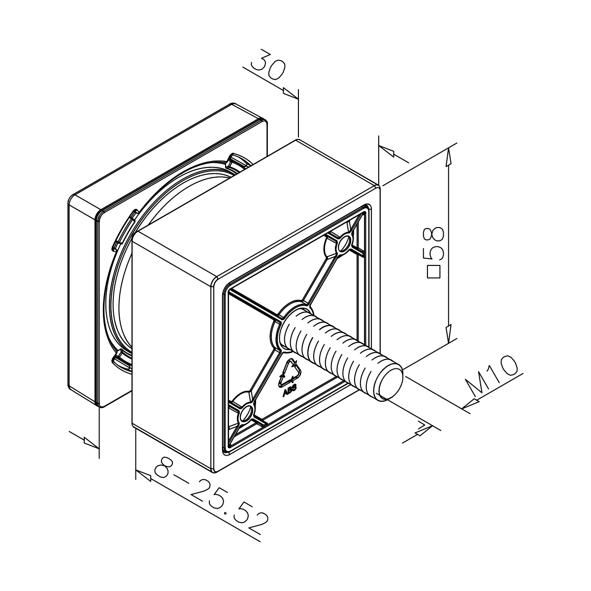 Glas-Punkthalter, quadratisch, 771147470xx12