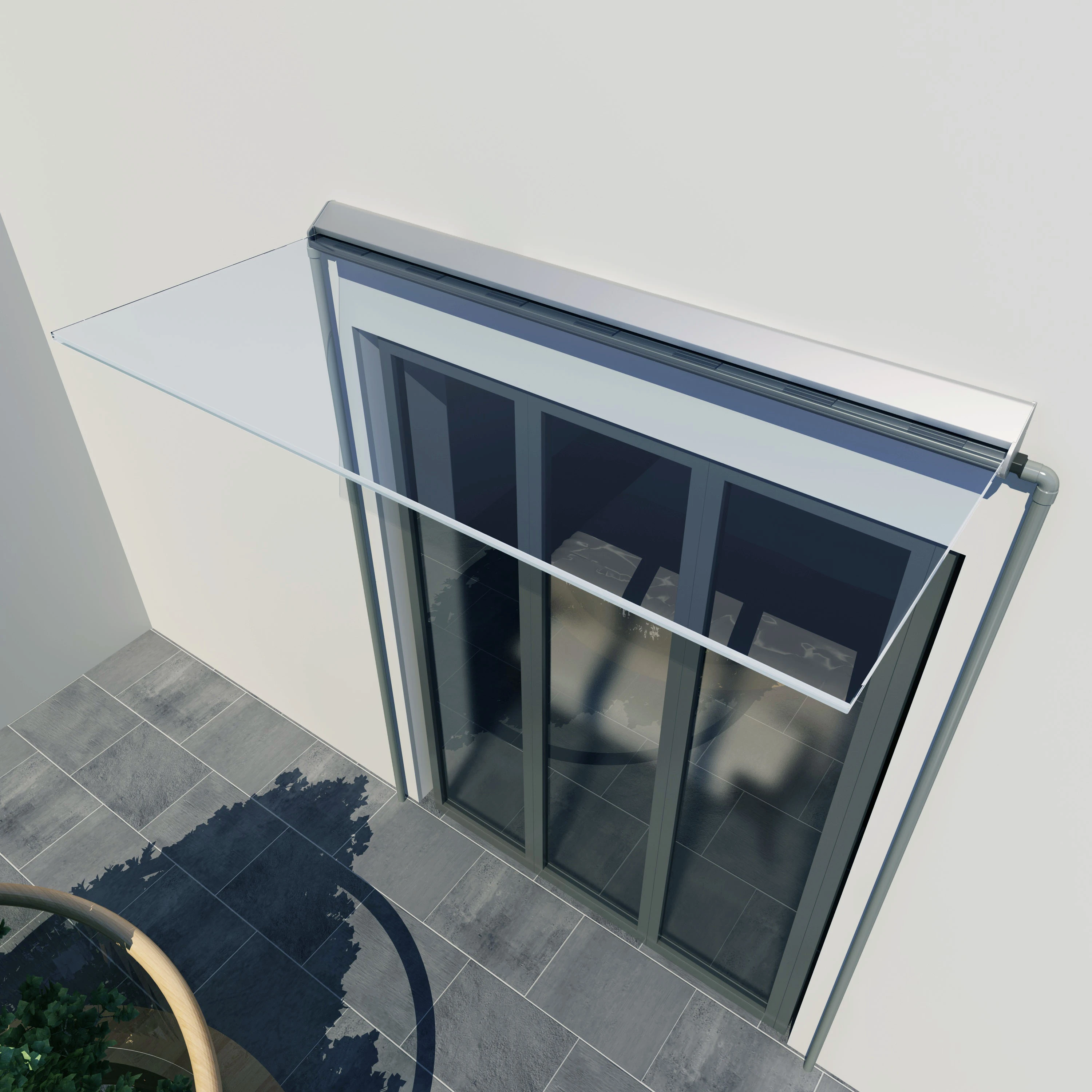 Regenwaterafvoer adapter voor glas luifel, zelfdragend Sophia, 7744126003200 Drainage Adapter für Glasvordach, freitragend Sophia, 7744126003200