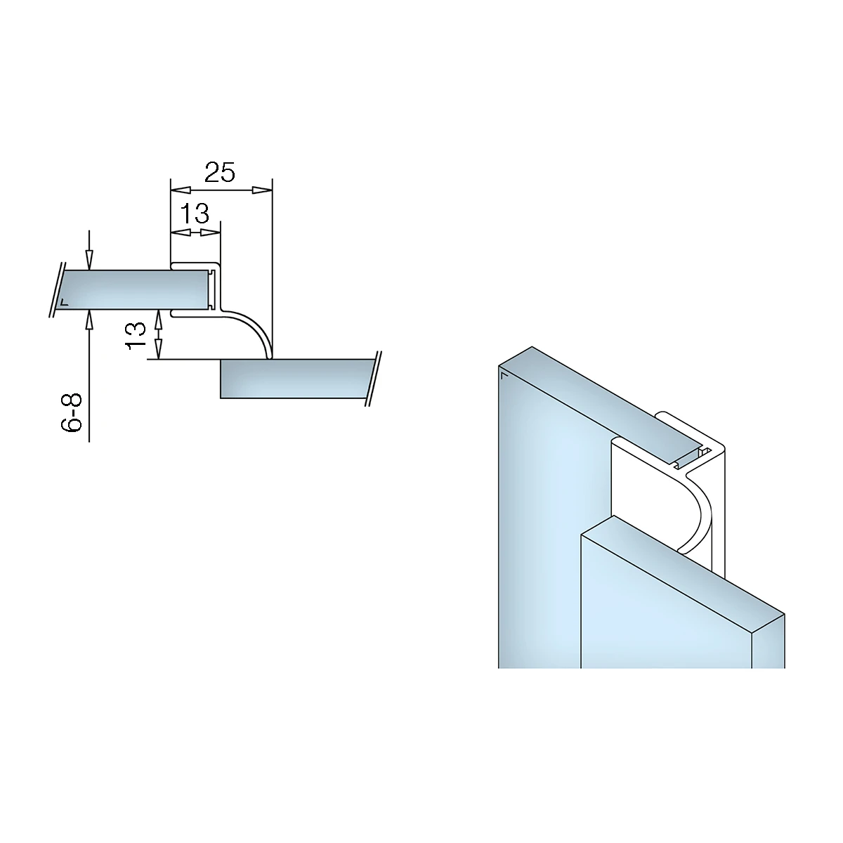 Seal lip for glass door, 194016000xx Lippendichtung für Glastür, 194016000xx