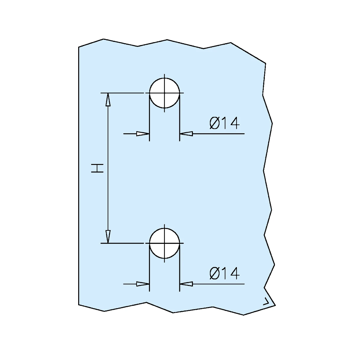 Türgriff nach Maß 45°, 47x110xxx12