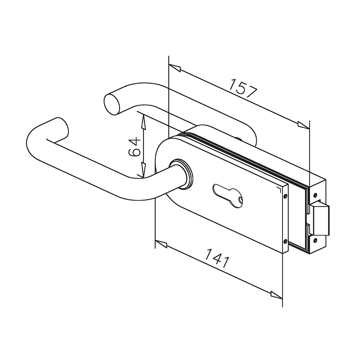 Glasdeurslot met krukken, 452210002xx Glastürschloss mit Drückern, 452210002xx