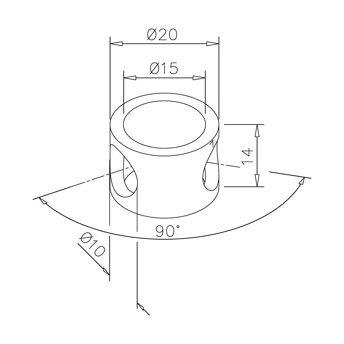 Adapter for elbow bracket 45 °, xx0693xxxxx Adapter für Eckstütze 45°, xx0693xxxxx