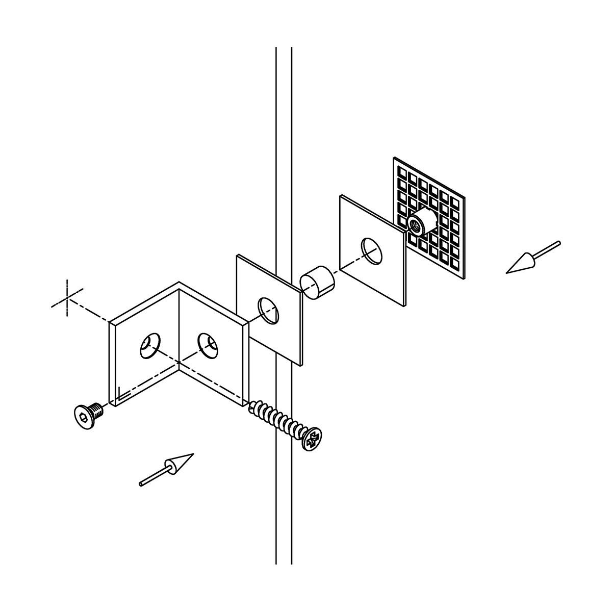 Glasverbinder 90°, 404112090xx Glasverbinder 90°, eckig, 404112090xx