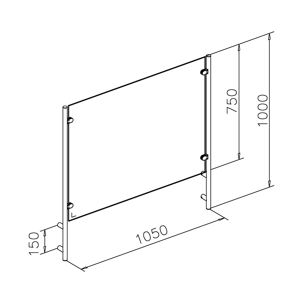 Counter sneeze guard, 20072x025xx Hygieneschutz aus Glas, 20072x025xx