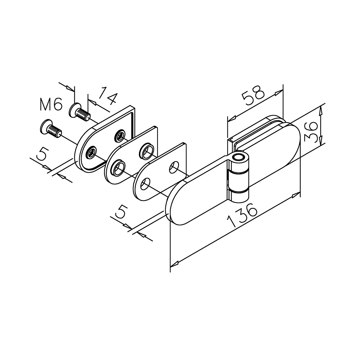 Glass door hinge, 41040x000xx Glastürscharnier, 41040x000xx