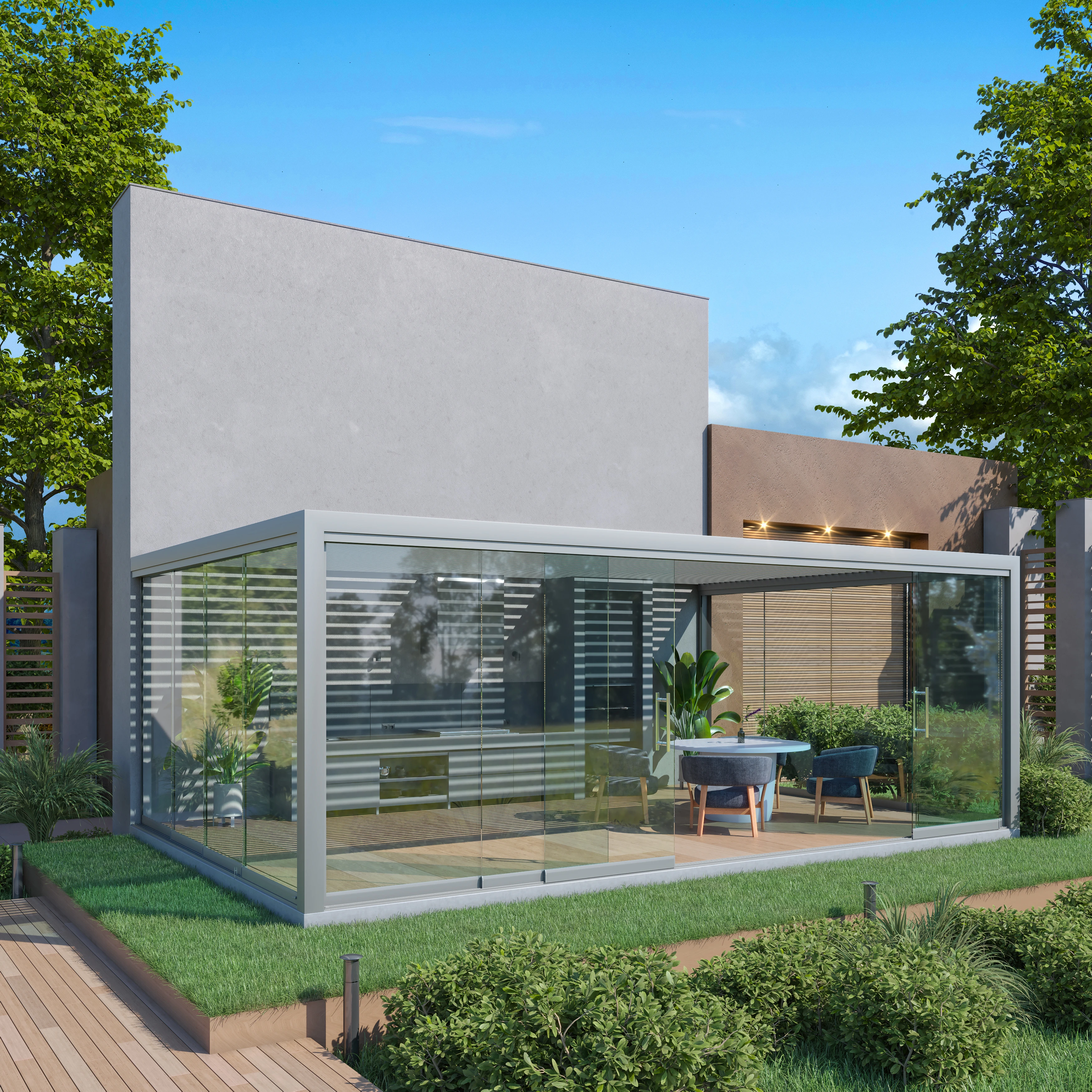 Terrace sliding glass wall CTO, 77990066 Terrassen Glasschiebewand CTO, 77990066