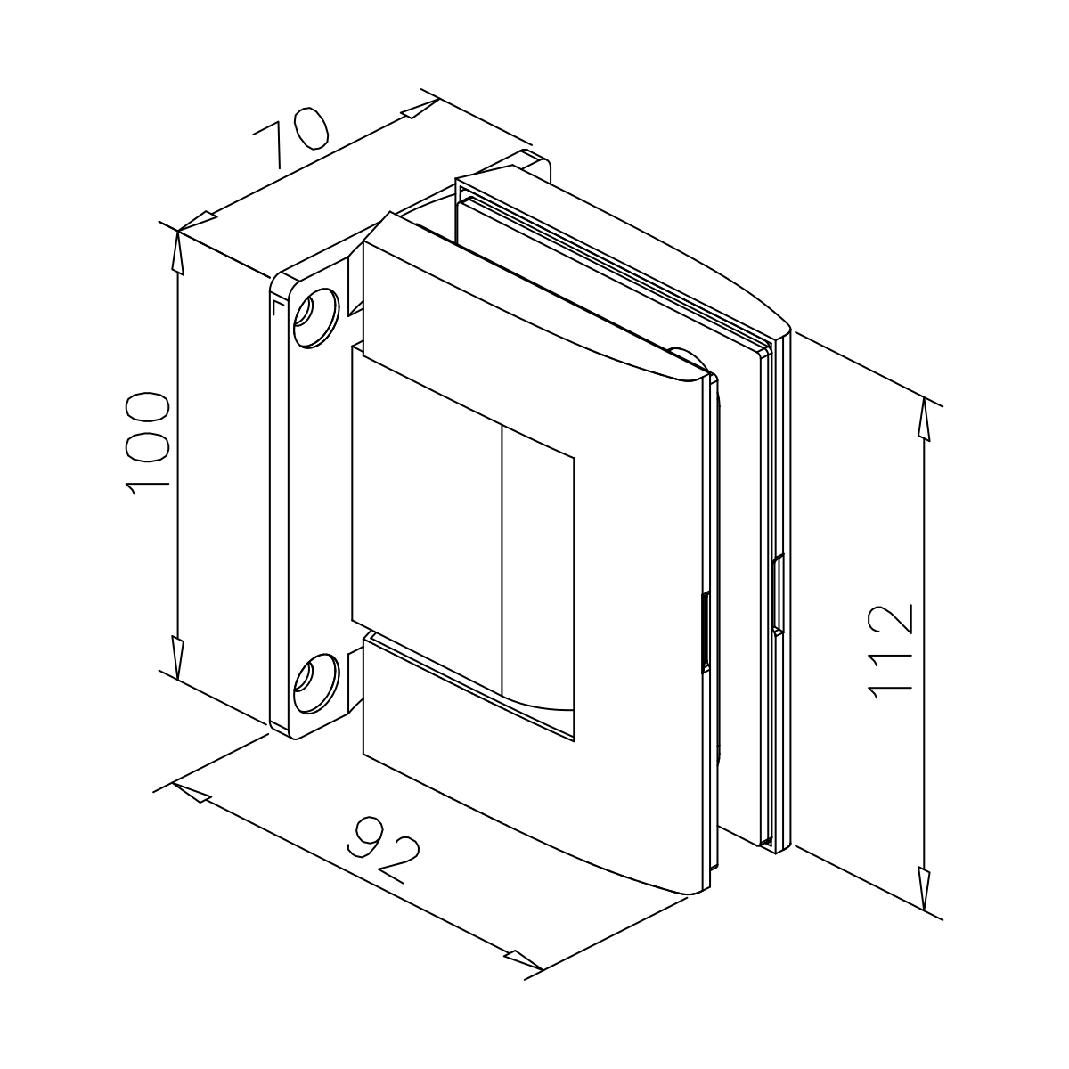 Glastürscharnier-Set, hydraulisch / selbstschließend, 77414612xxx