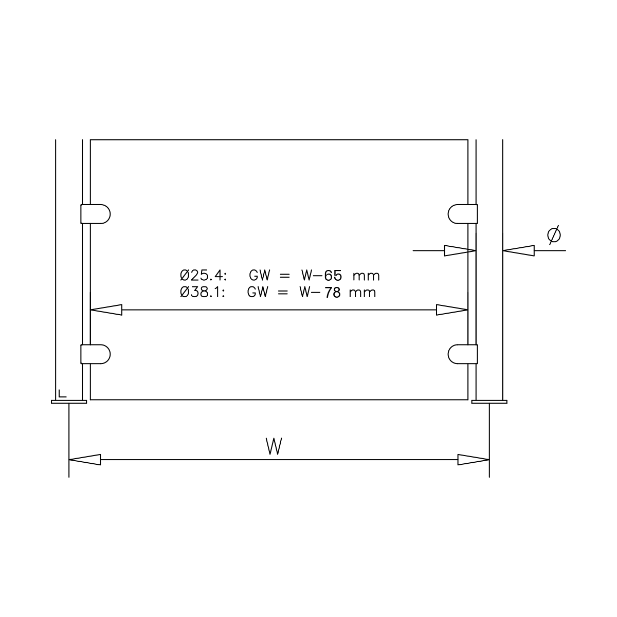 Partition wall post, 20840x038xx Trennwandpfosten, 20840x038xx