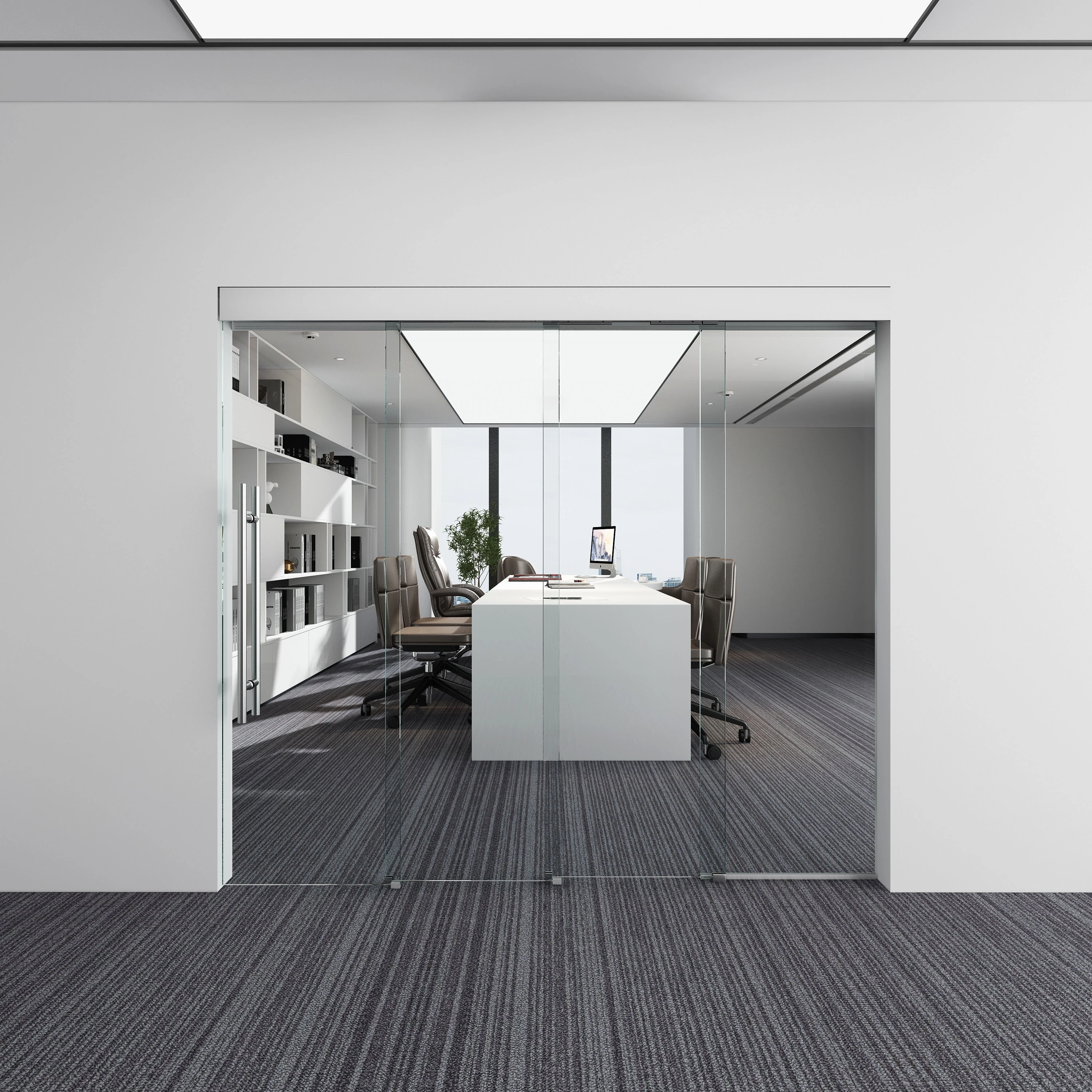 Telescopic sliding door, 3 rails, 2913x30x046 Teleskopisches Schiebetürsystem, 3-läufig, 2913x30x046