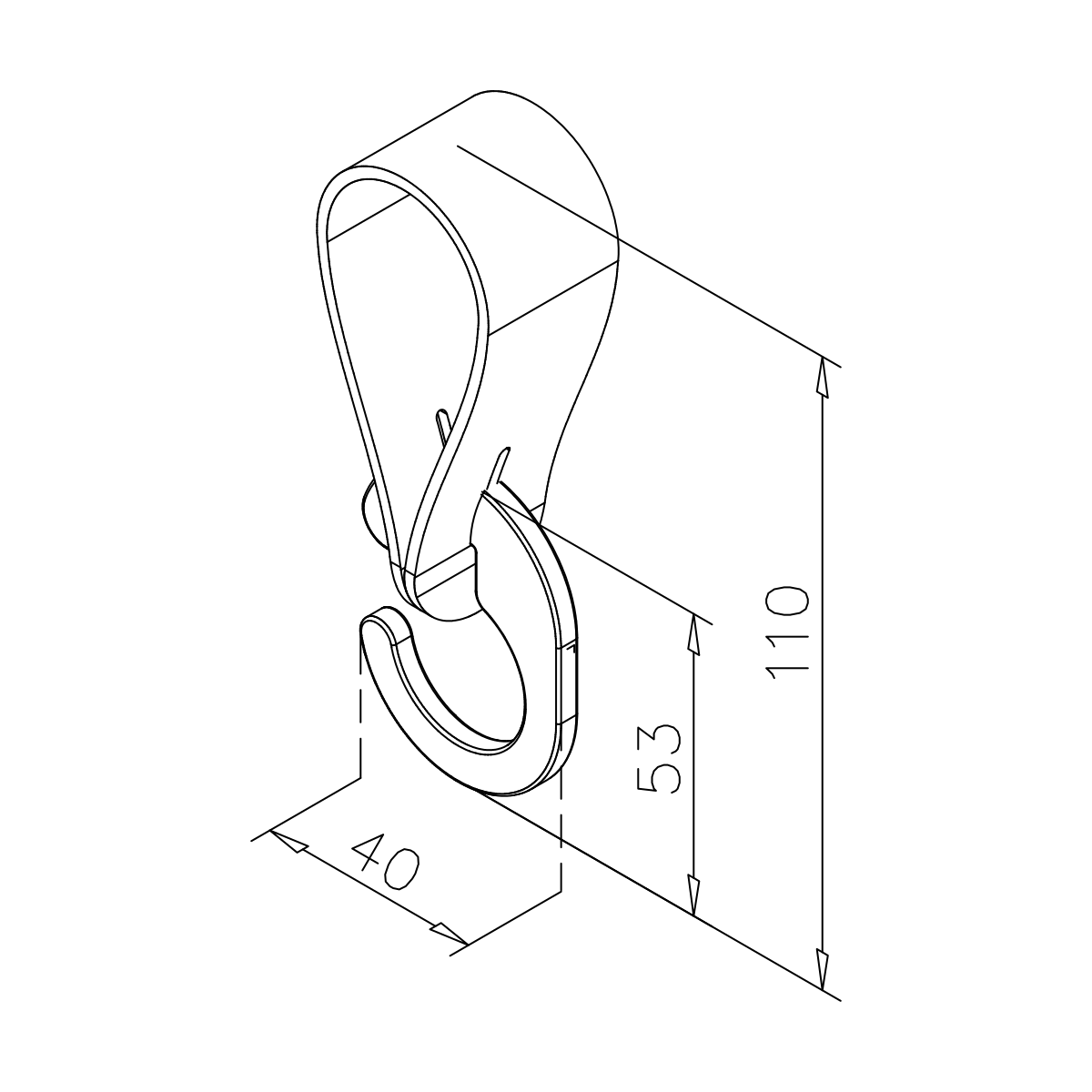 Hook, 7711083xxx-xx Haken mit Lederschlaufe, 7711083xxx-xx