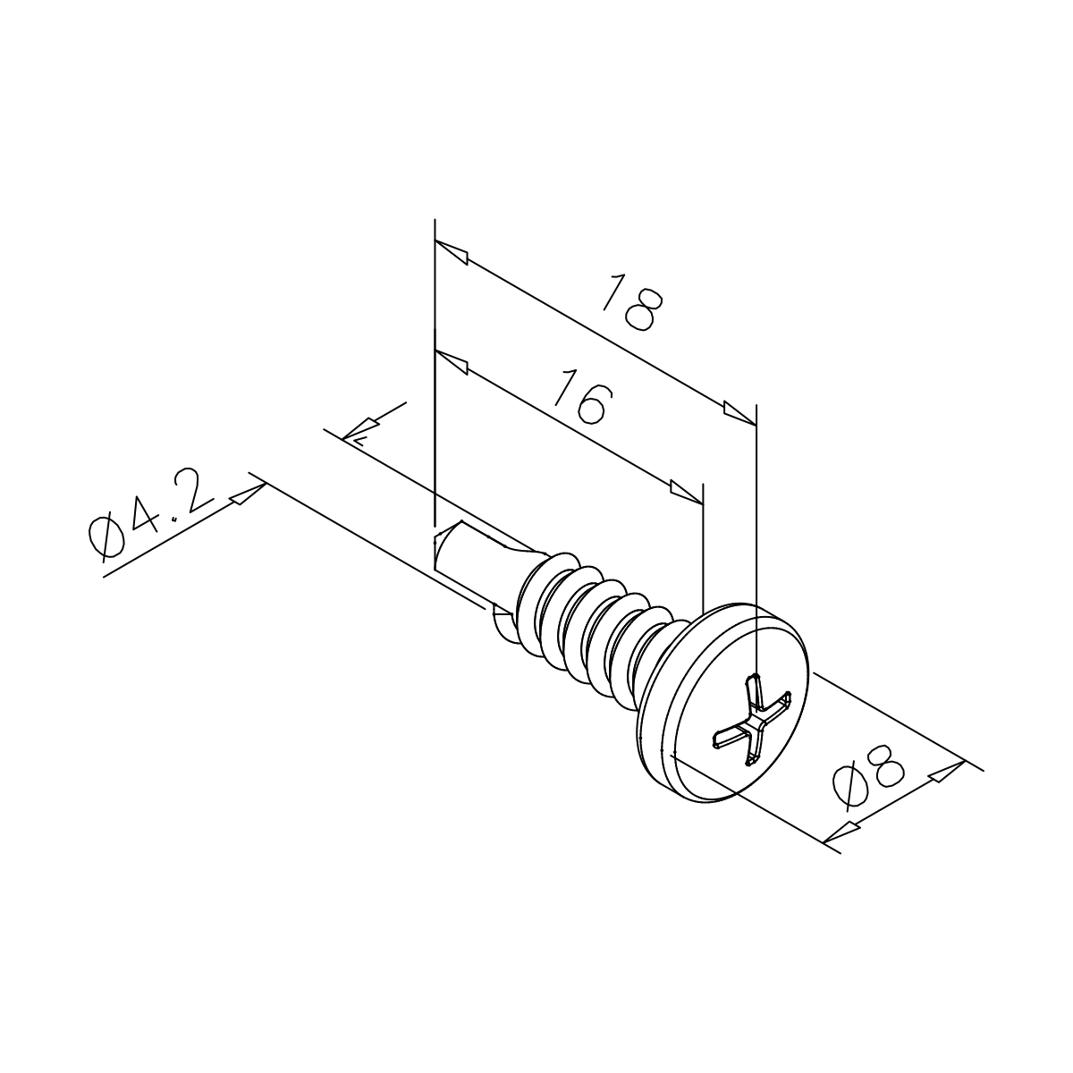 Zelfborende metaalschroef, 190010000xx Blechschraube, selbstschneidend, 190010000xx