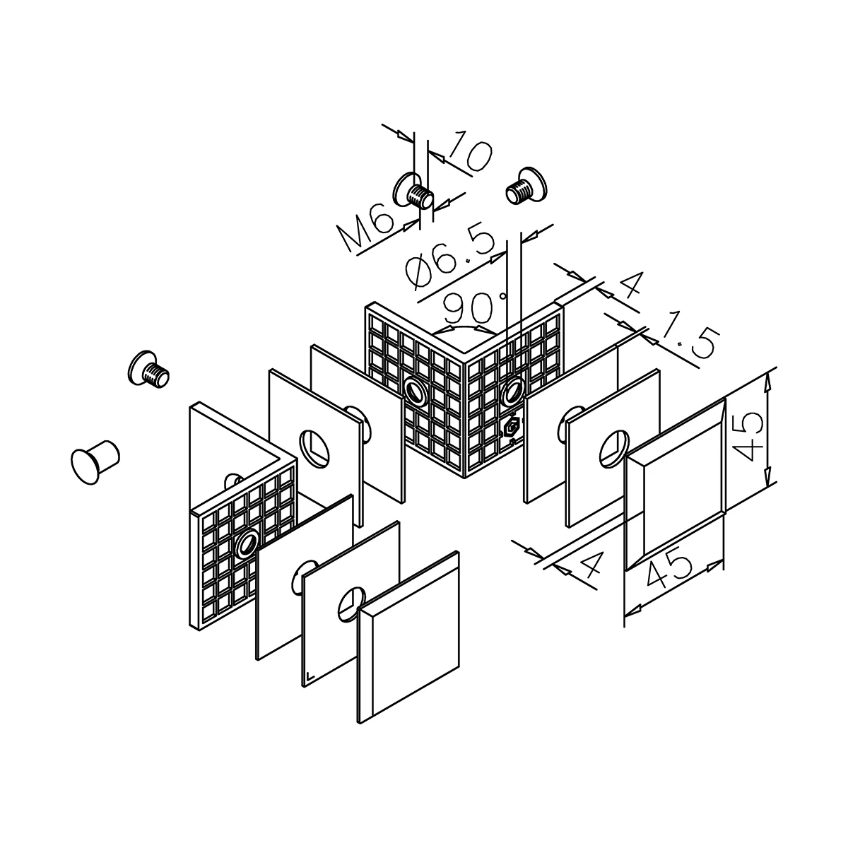 Glasverbinder T, 404113090xx Glasverbinder T, eckig, 404113090xx