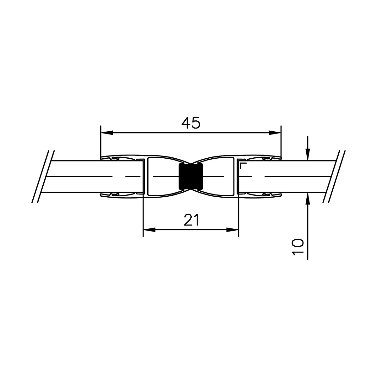 Magnetschließleiste 180° für Glastür, 194040180xx