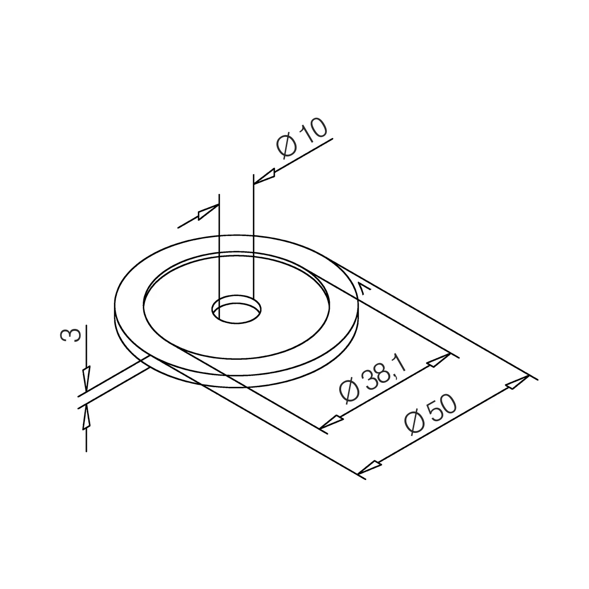 Rosette mit Bohrung 10 mm, 110501xxxxx Rosette mit Bohrung 10 mm, 110501xxxxx