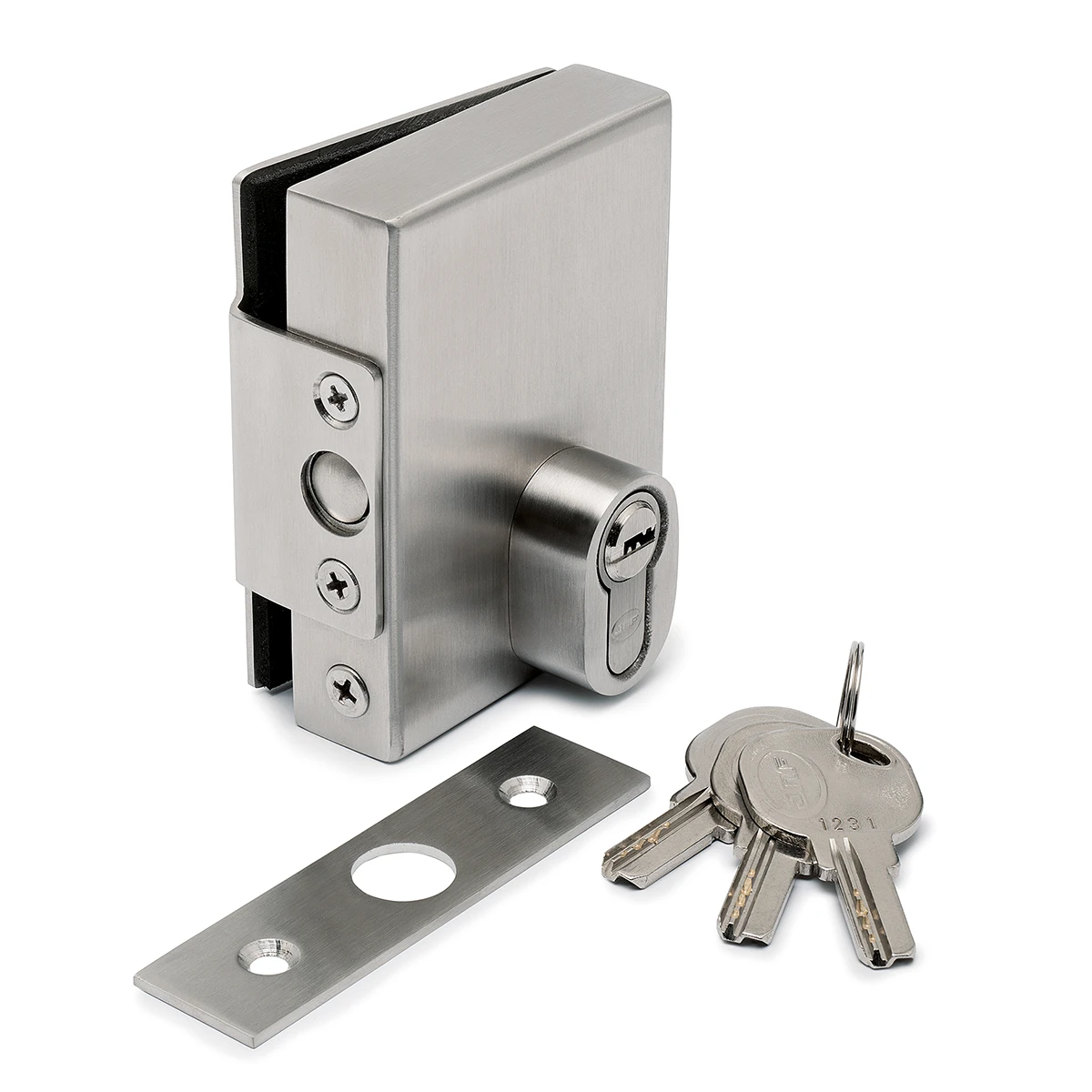 Glass door lock, no cutout, 7745501000012 Glastürschloss zum Klemmen, 7745501000012