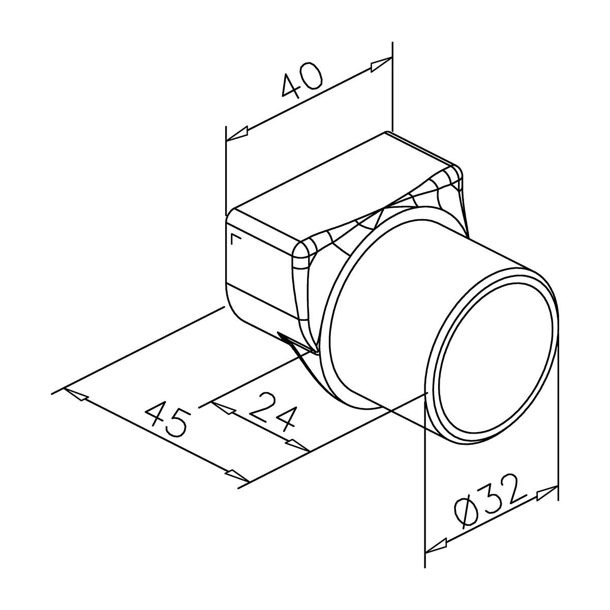 Regenwaterafvoer adapter voor glas luifel, zelfdragend Sophia, 7744126003200 Drainage Adapter für Glasvordach, freitragend Sophia, 7744126003200