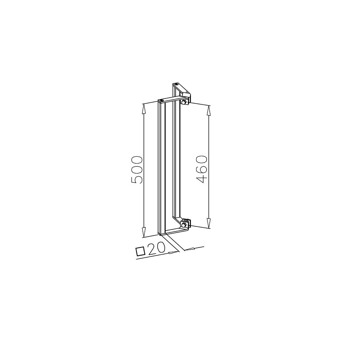 Door handle, double-sided 45°, 4773xxxxx12 Türgriff, zweiseitig 45°, 4773xxxxx12