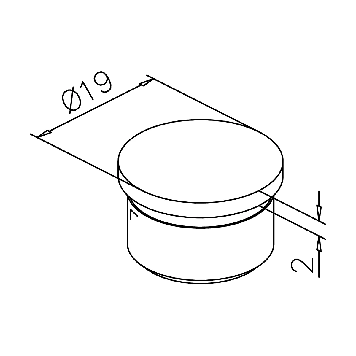 End cap for pipe - flat, xx0732xxxxx Endkappe für Rohr - flach, xx0732xxxxx