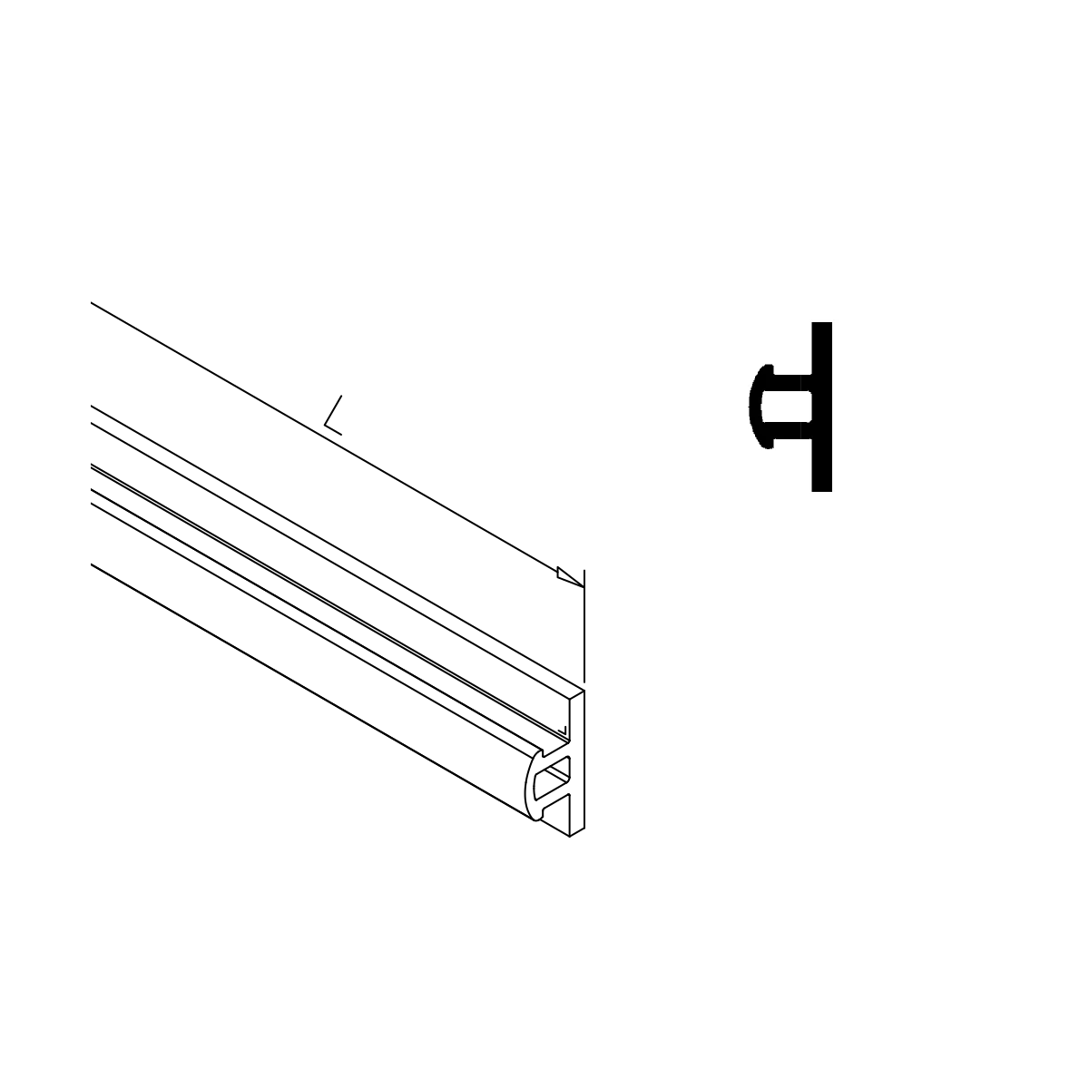 Glass gasket profile, 77197065xxx00 Basisdichtung für U-Profil, 77197065xxx00