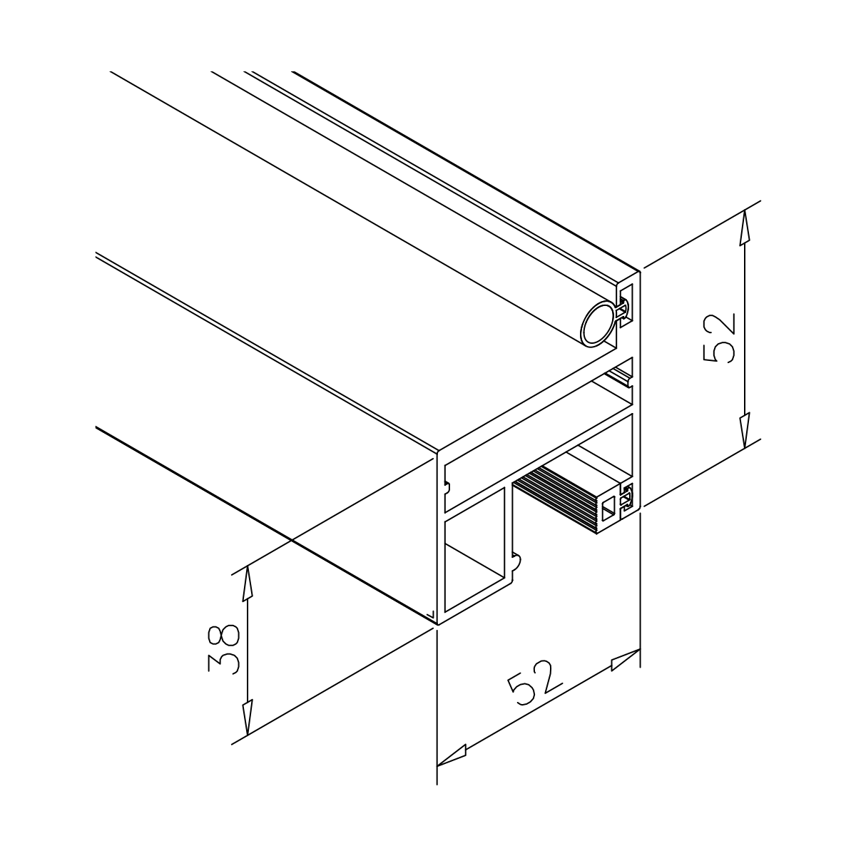 Frame profile with gaskets, 5500 mm, 77495252xxx-xx Zargenprofil mit Dichtungen, 5500 mm, 77495252xxx-xx