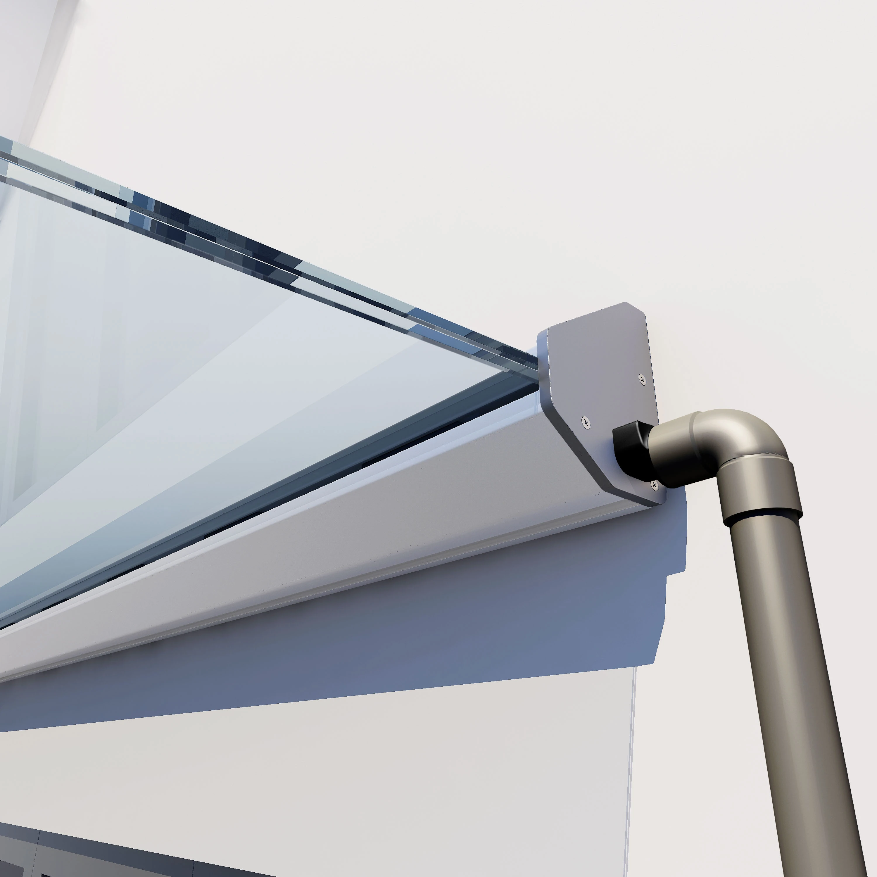 Regenwaterafvoer adapter voor glas luifel, zelfdragend Sophia, 7744126003200 Drainage Adapter für Glasvordach, freitragend Sophia, 7744126003200