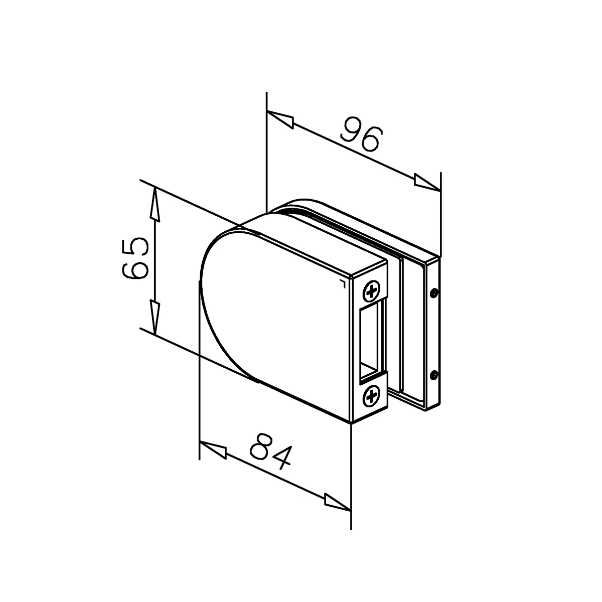 Strike box for glass door lock, 452212000xx Gegenkasten für Glastürschloss, 452212000xx