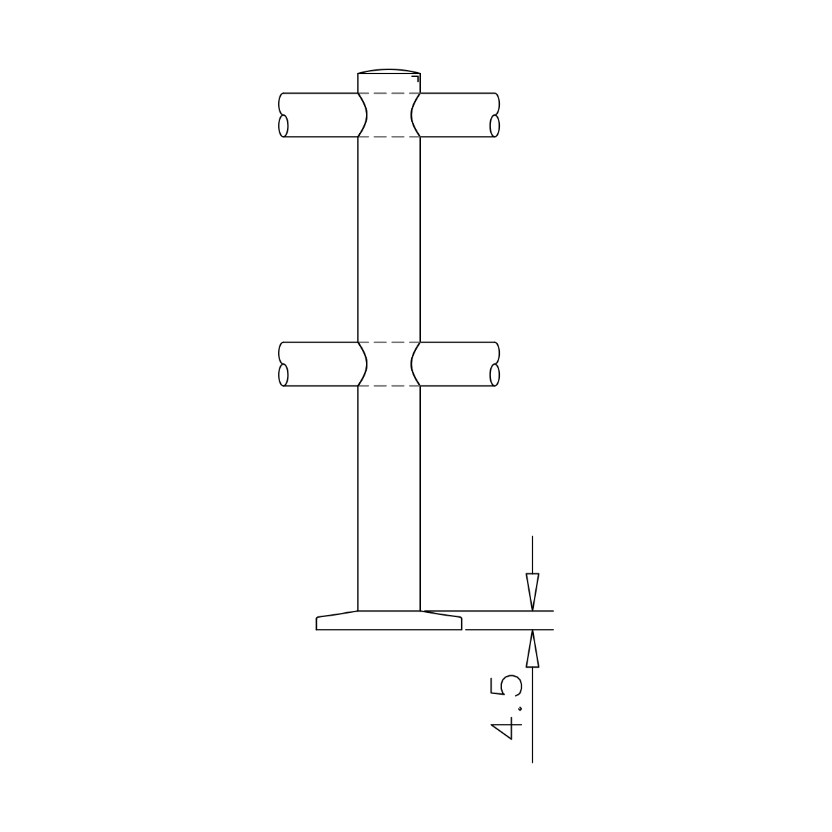 Dubbele middensteun voor montage op hout, 110656xxxxx Doppelte Mittelstütze für Holzmontage, 110656xxxxx