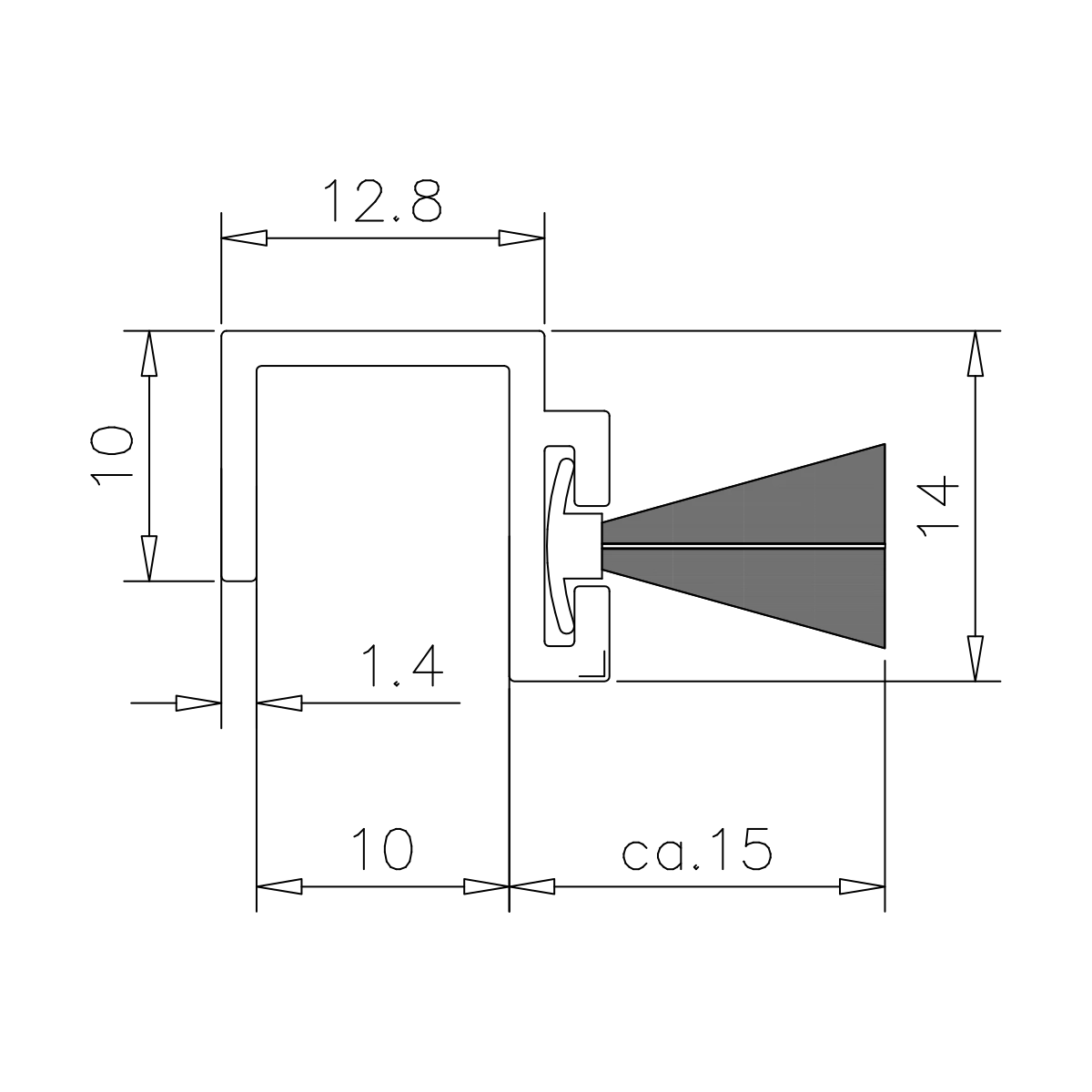 Bürstendichtungen für Glasschiebewände, 2500 mm, 77496001250-xx