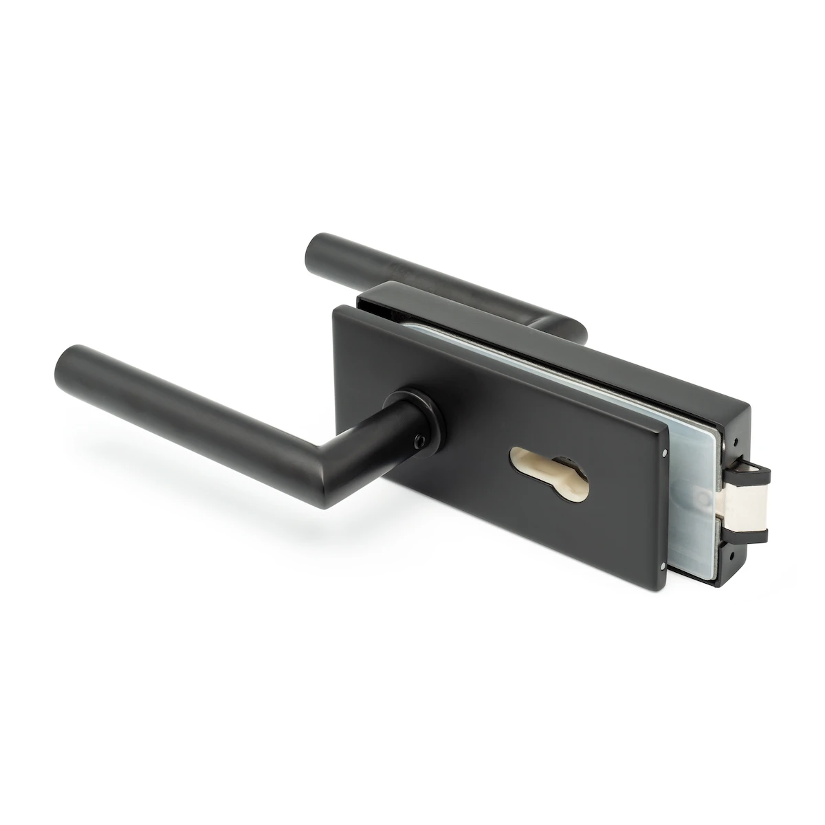 Rectangular glass door lock with handles, lockable, 77452260002-xx Schlosskasten für Glastüren, rechteckig mit Drückern, verschließbar, 77452260002-xx