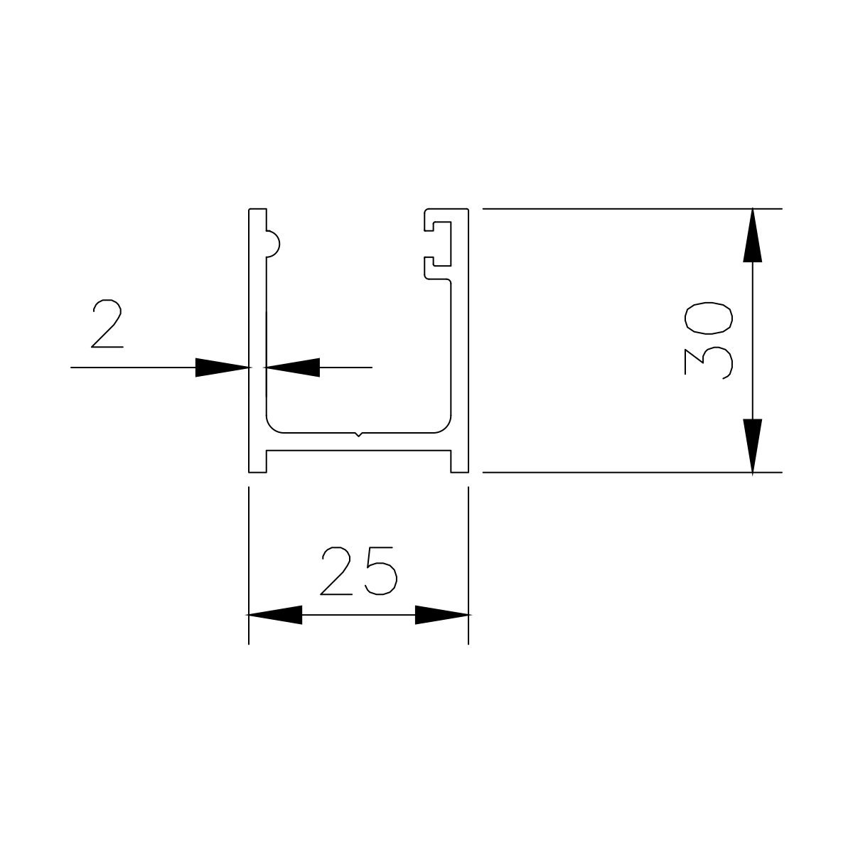 U-Profil für Zargentüren ohne Dichtung, 77490xxxx00-xx
