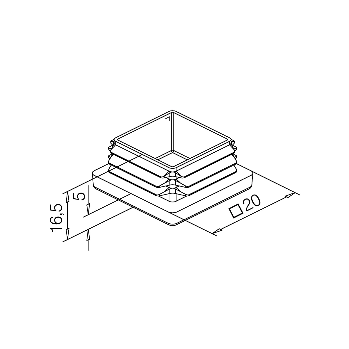 Lamellenstopfen für Vierkantrohr, 180100xxx00 Lamellenstopfen für Vierkantrohr, 180100xxx00