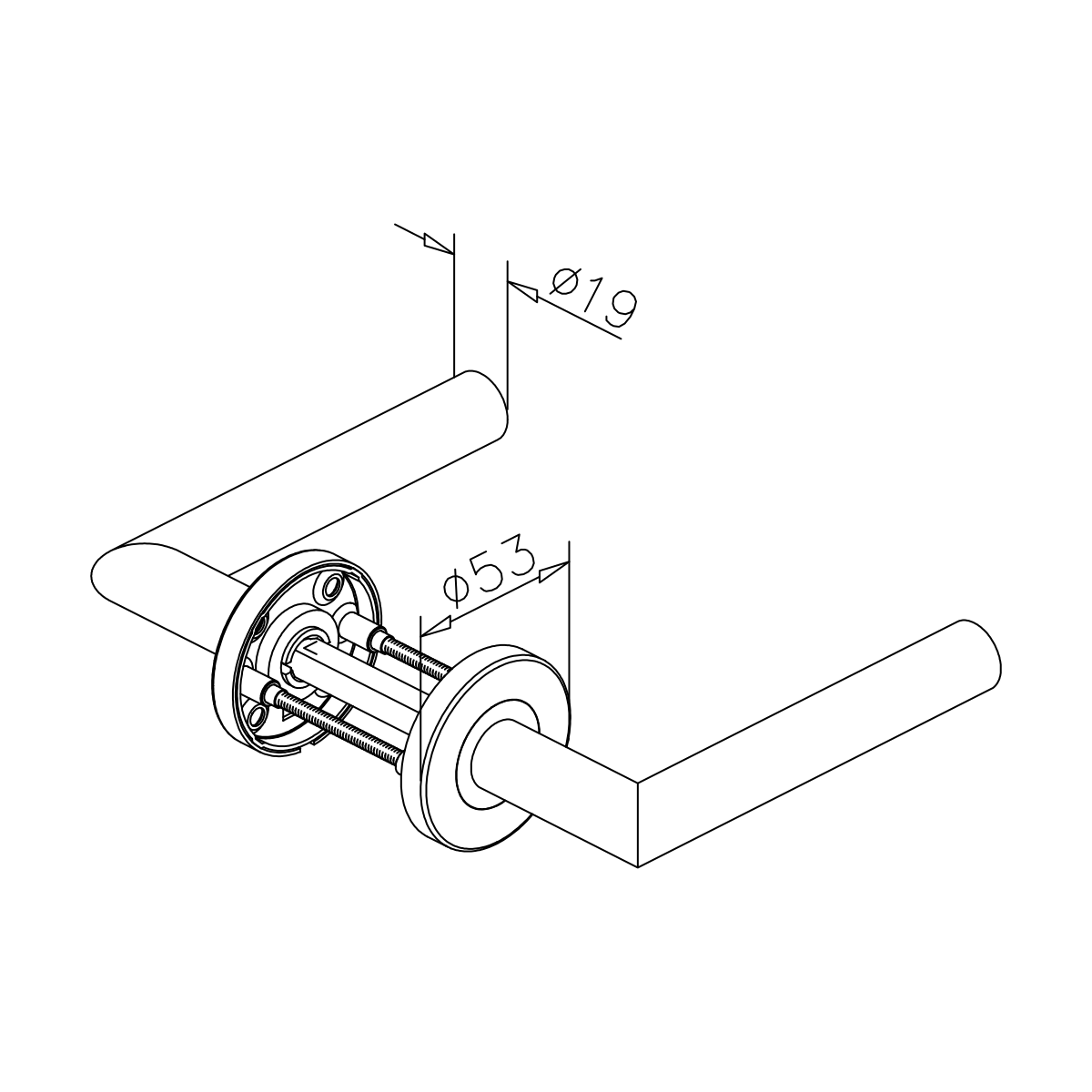 Türganitur mit Drücker, L-Form, 77476510020-xx