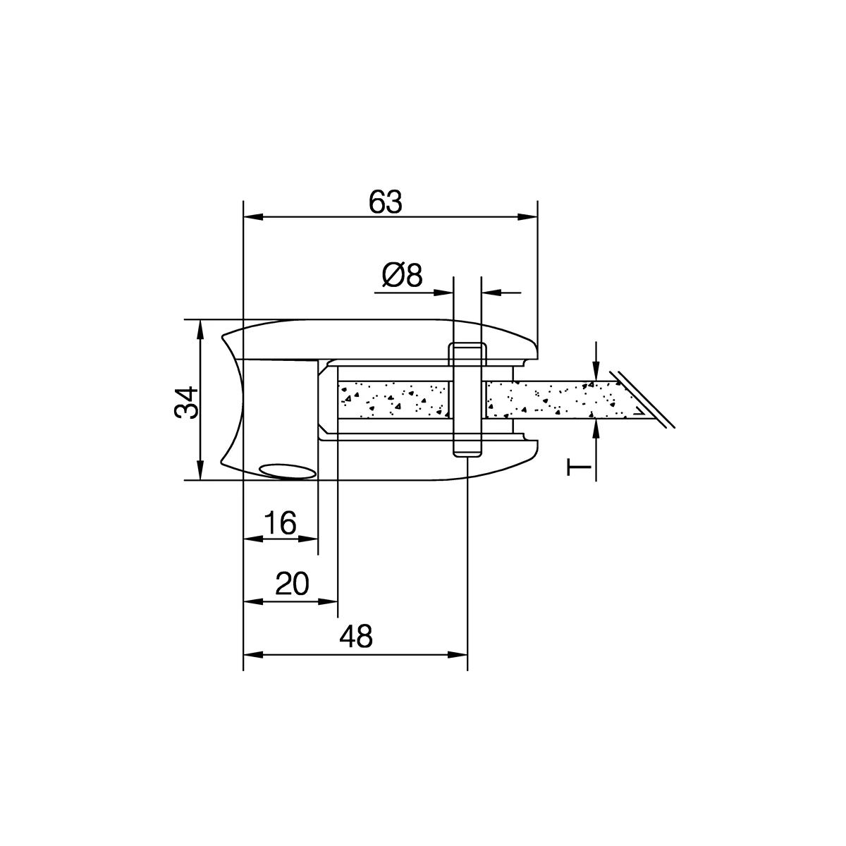 Glashalter Wandmontage, 122800xxx12
