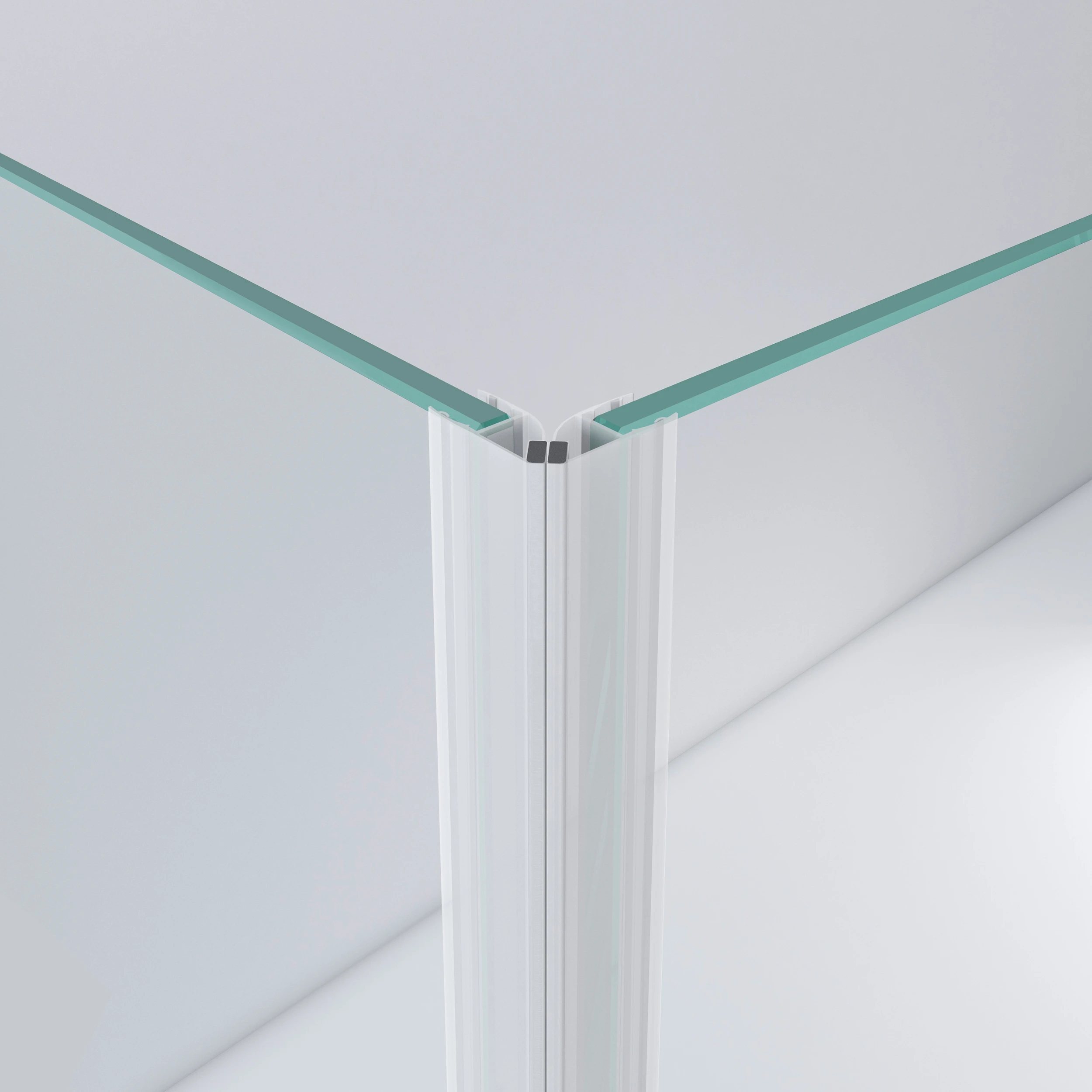 Magnetic sealing strip for glass doors 90° and 180°, 194010090-xx Magnetschließleiste für Glastüren 90° und 180°, 194010090-xx