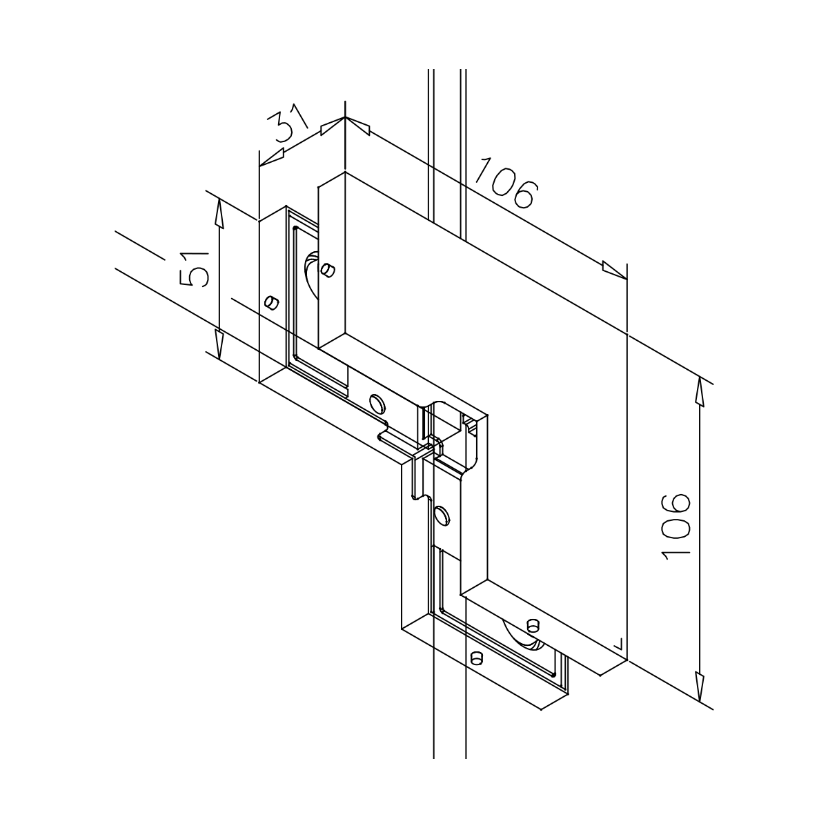 Winkelverbinder für Ganzglas-Anlagen, 452157000xx Winkelverbinder für Ganzglas-Anlagen, 452157000xx
