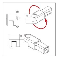 Glass holder for square tube 20 x 20 mm, variable, 400312420xx Glashalter für Vierkantrohr 20 x 20 mm, variabel, 400312420xx