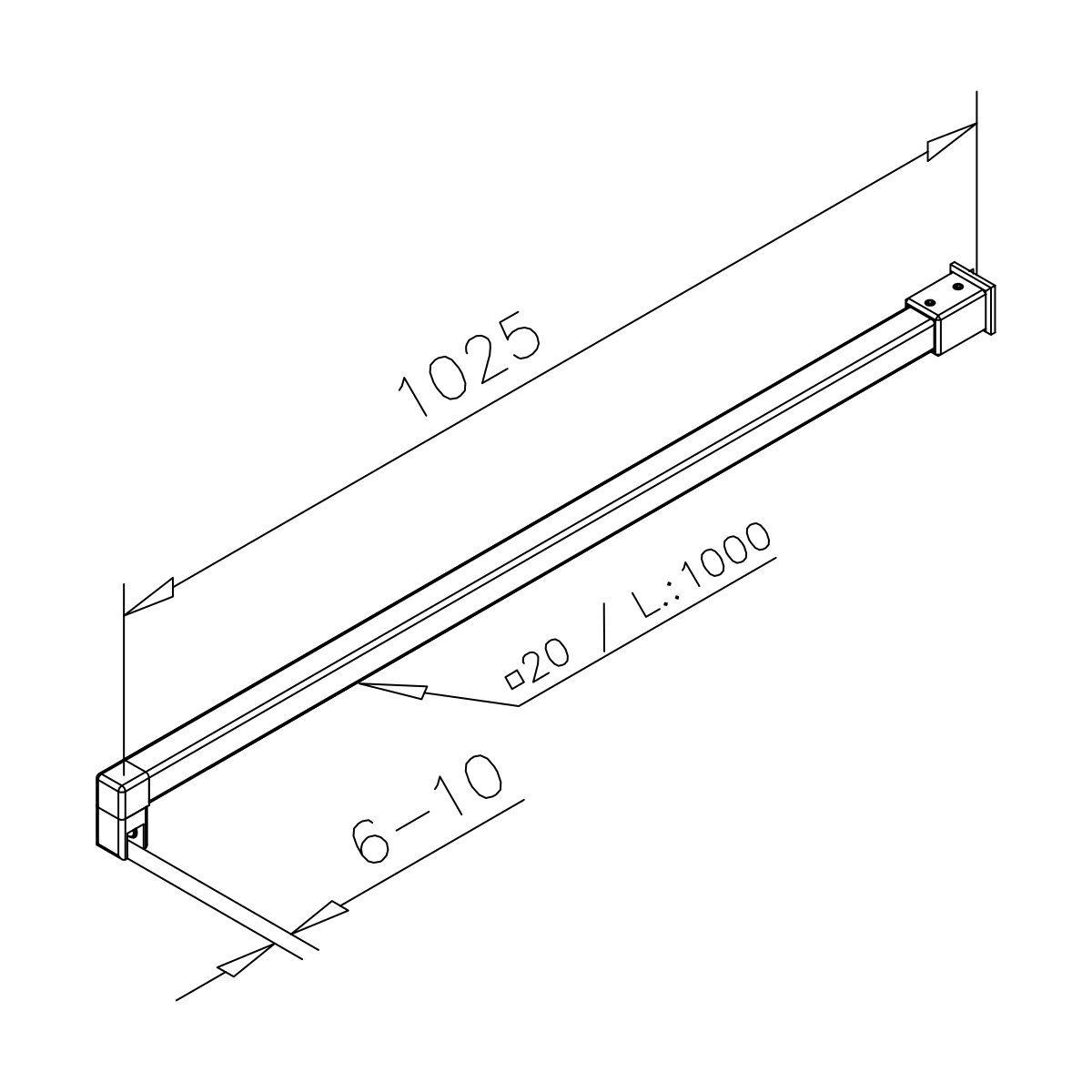 Stabilisierungsstange für Dusche zur Wandmontage 90°, 296418020xx