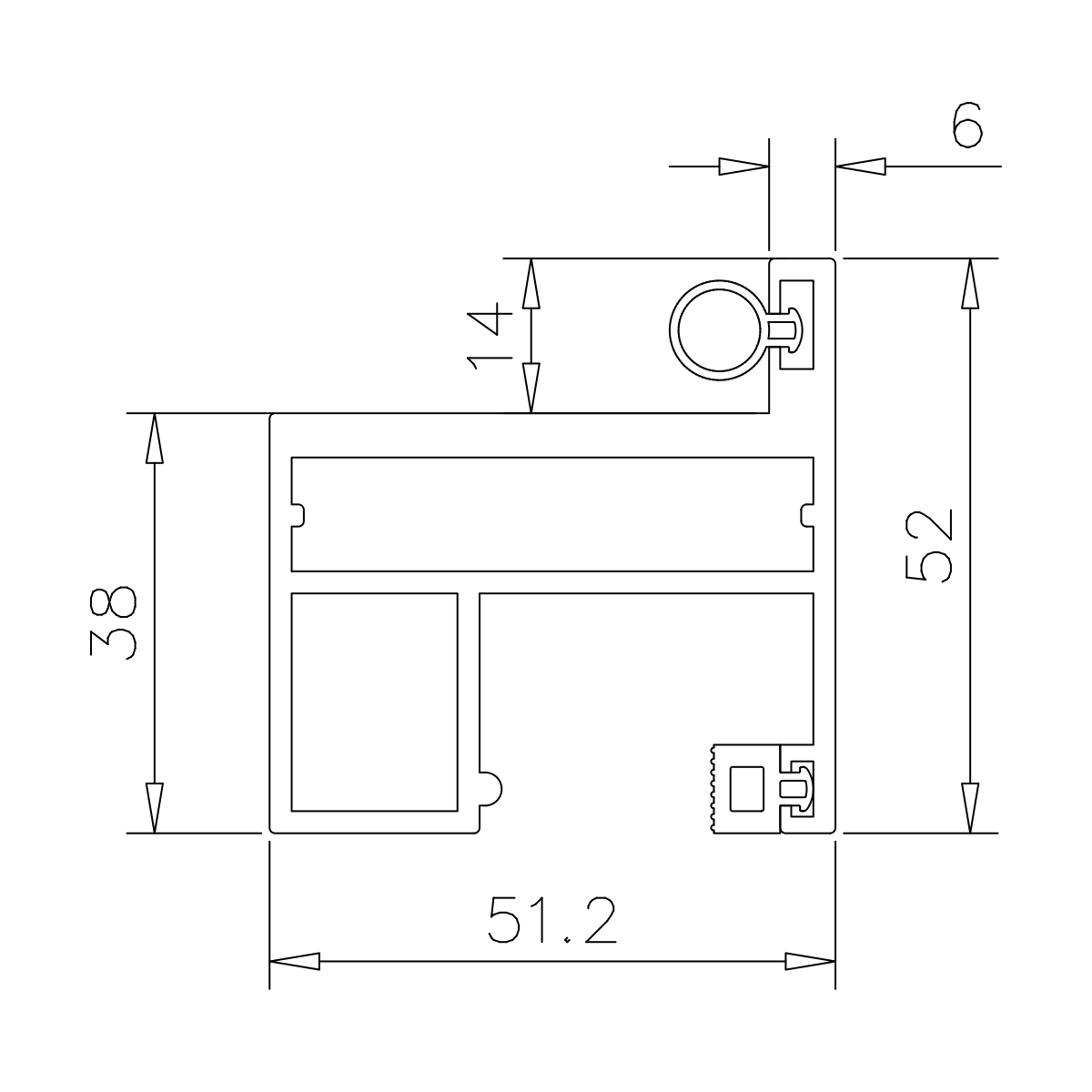 Frame profile with gaskets, 5500 mm, 77495252xxx-xx Zargenprofil mit Dichtungen, 5500 mm, 77495252xxx-xx