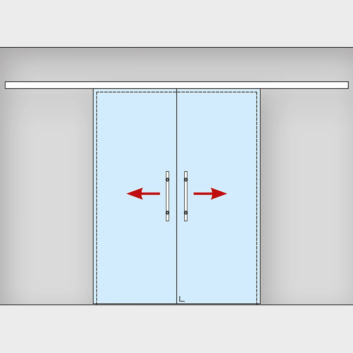 Synchro Sliding door incl. softclose and floorguide, 295071xxxxx Synchro Schiebetür inkl. Dämpfeinzug und Bodenführung, 295071xxxxx