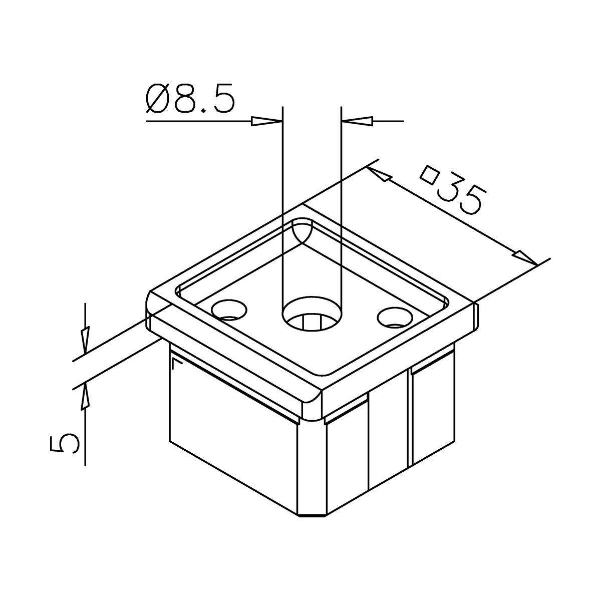 Rohradapter für Vierkantrohr, 1247xx03512 Rohradapter für Vierkantrohr, 1247xx03512