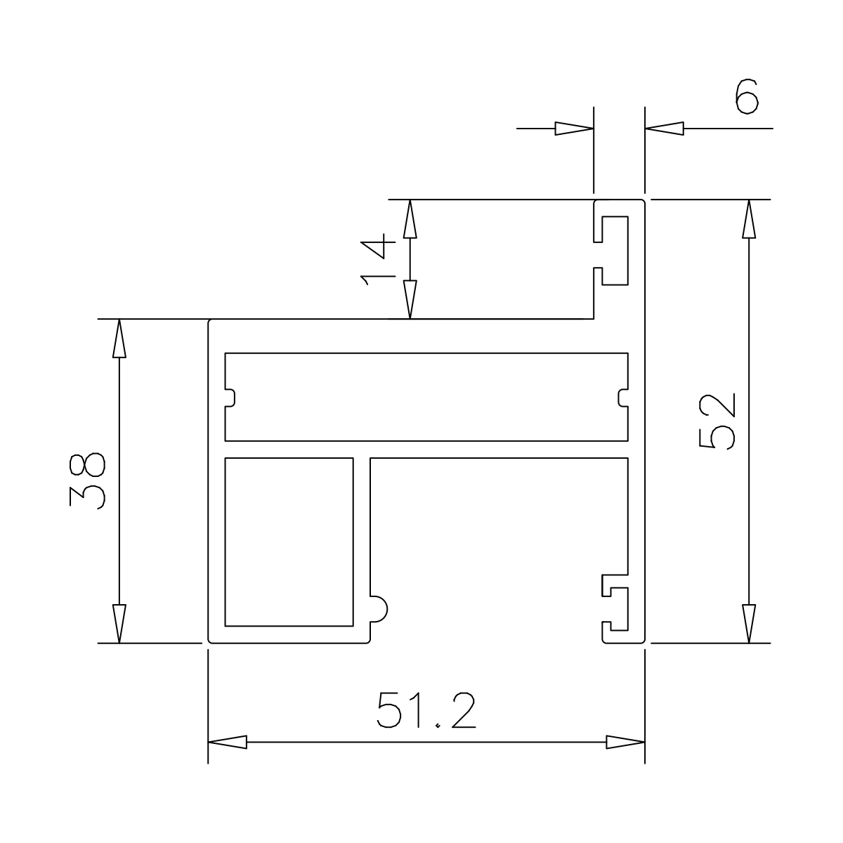 Zargenprofil ohne Dichtungen, 5500 mm, 77495251550-xx
