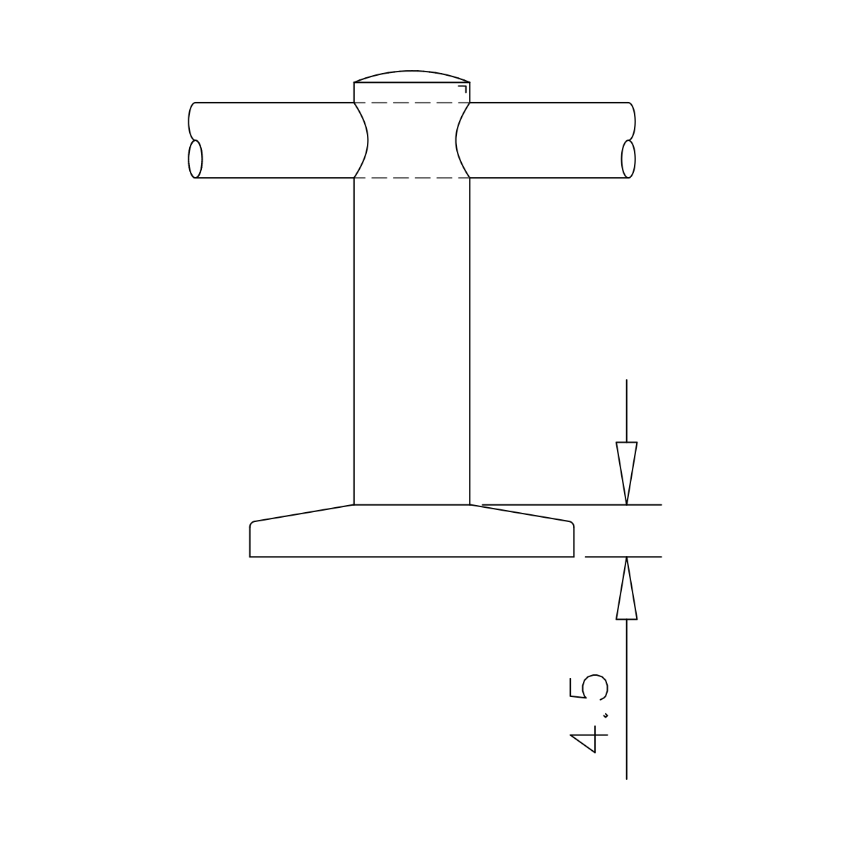 Middensteun voor montage op hout, 110651xxxxx Mittelstütze für Holzmontage, 110651xxxxx