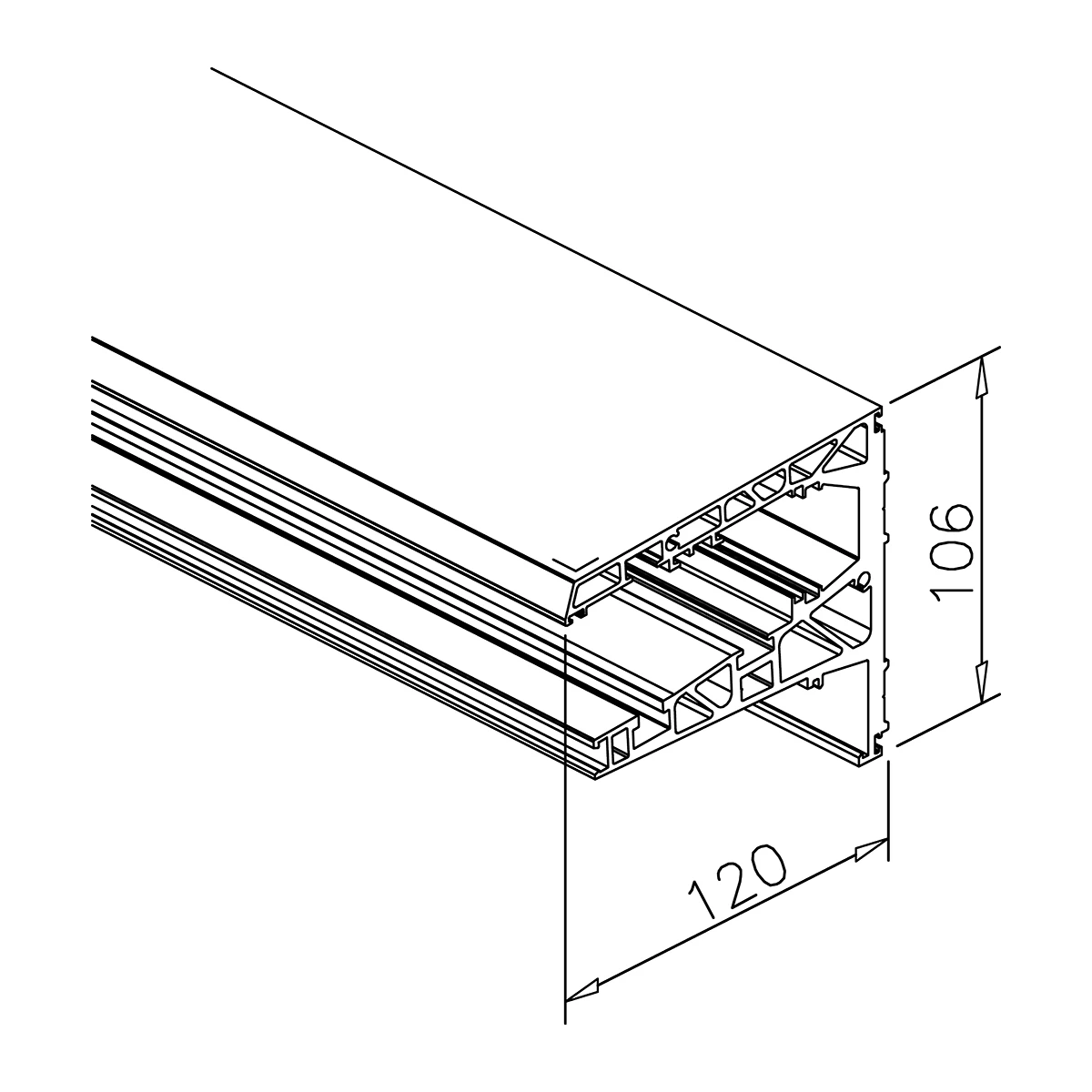 Canopy wall clamping profile, 441300xxx46 Wandklemmprofil, 441300xxx46