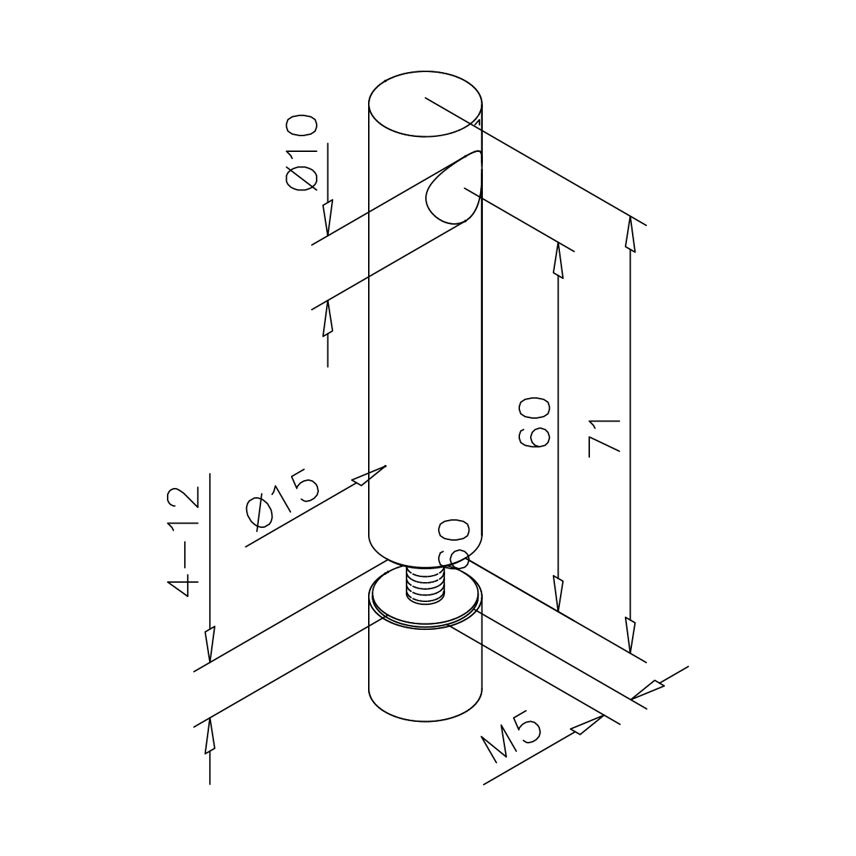 Mittelstütze für Glasmontage, 110681xxxxx