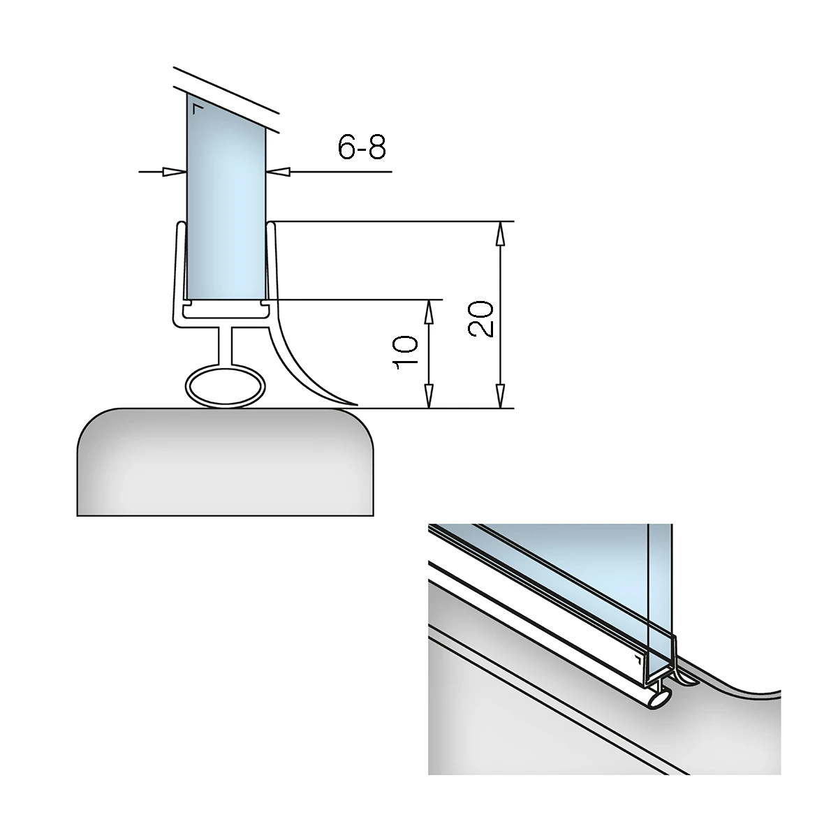 Schleiflippendichtung für Duschtür, 7719401400000 Schleiflippendichtung für Duschtür, 7719401400000