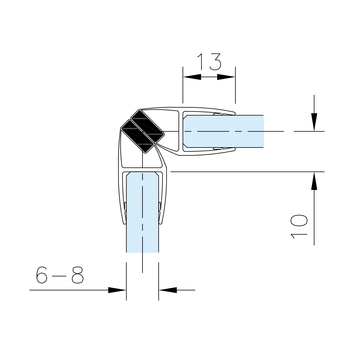 Magnetschließleiste für Glastüren 90° und 180°, 194010090-xx