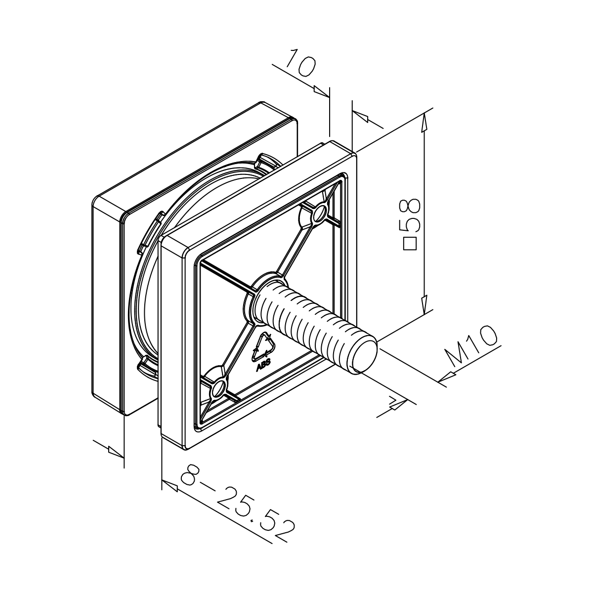 Glas-Punkthalter, quadratisch, 771147470xx12