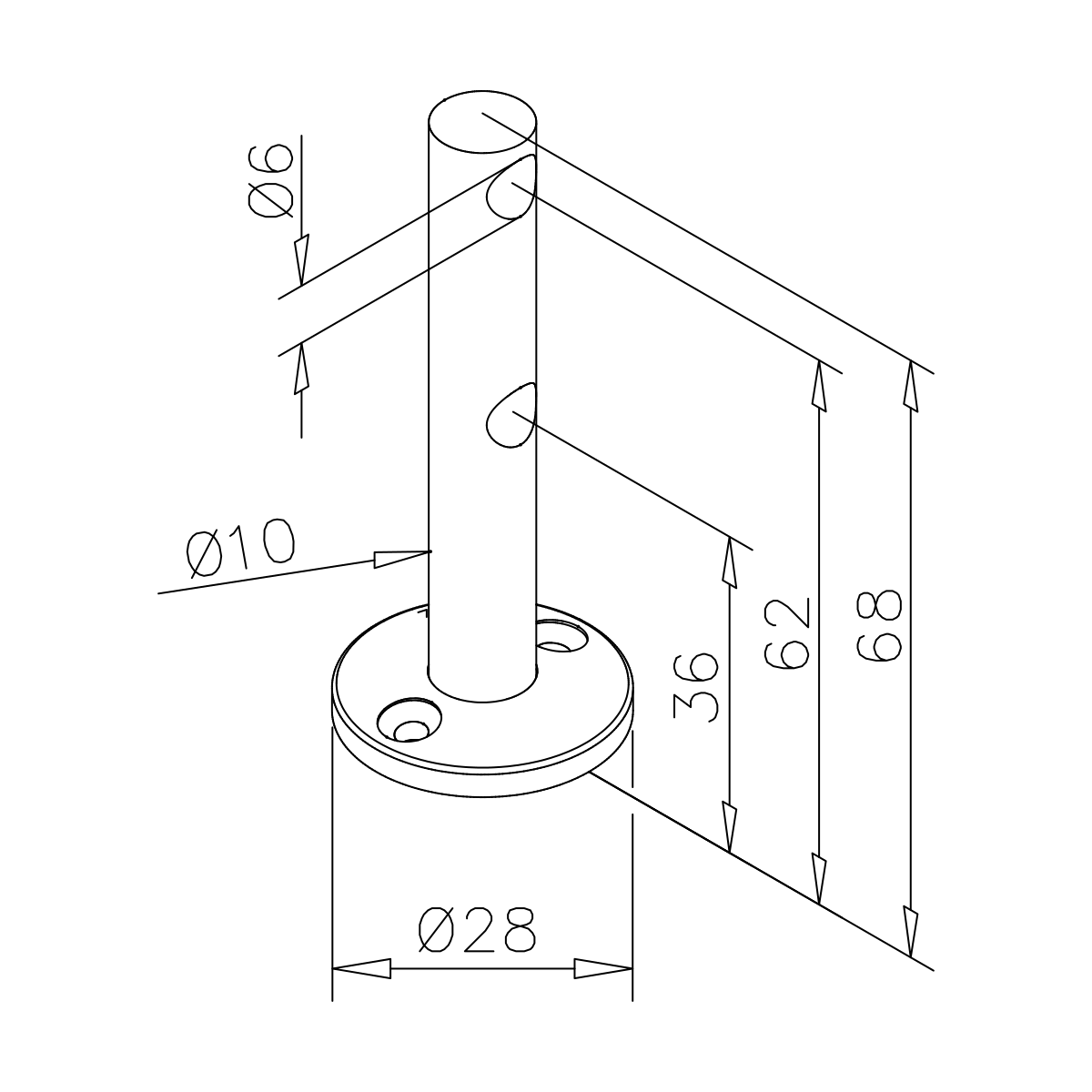 Dubbele middensteun voor montage op hout, 110656xxxxx Doppelte Mittelstütze für Holzmontage, 110656xxxxx