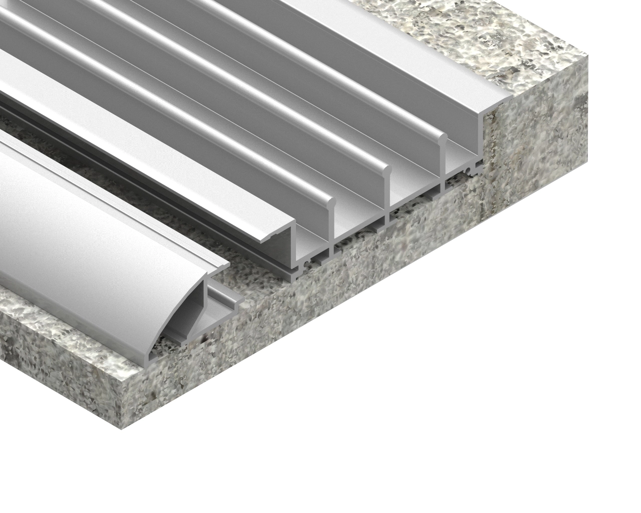 Halbeinbau Visualisierung der Bodenschiene Halbeinbau Visualisierung der Bodenschiene