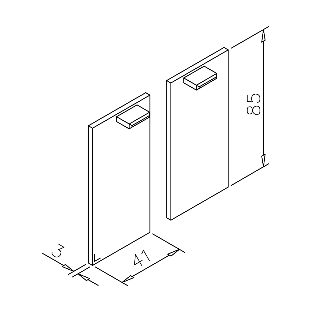 End caps for sliding door Lena, 46201x00000 Endkappen für Schiebetüre Lena, 46201x00000